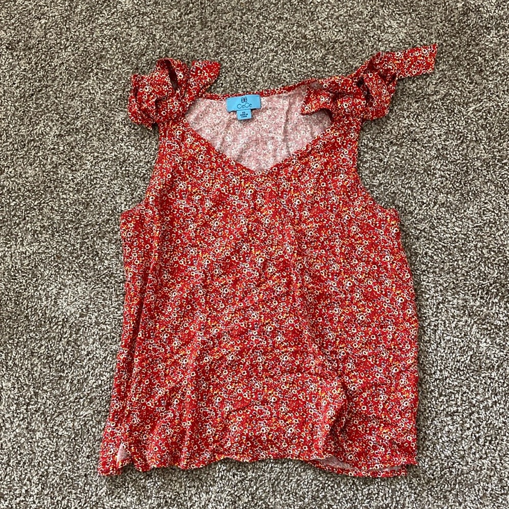 red-orange blouse